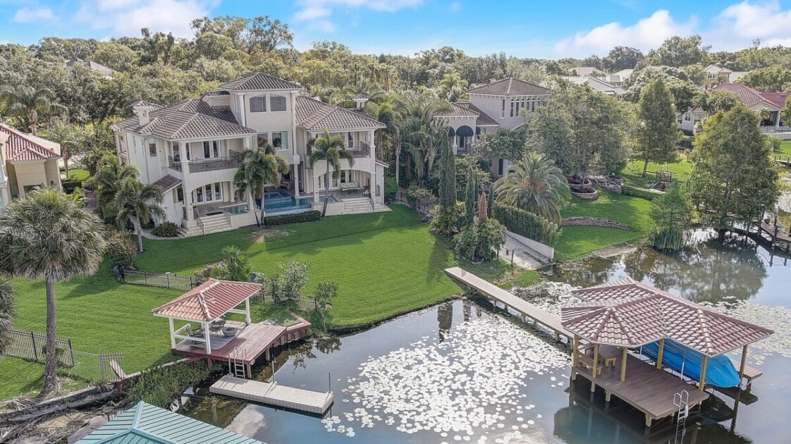 A waterfront mansion with private dock in Florida