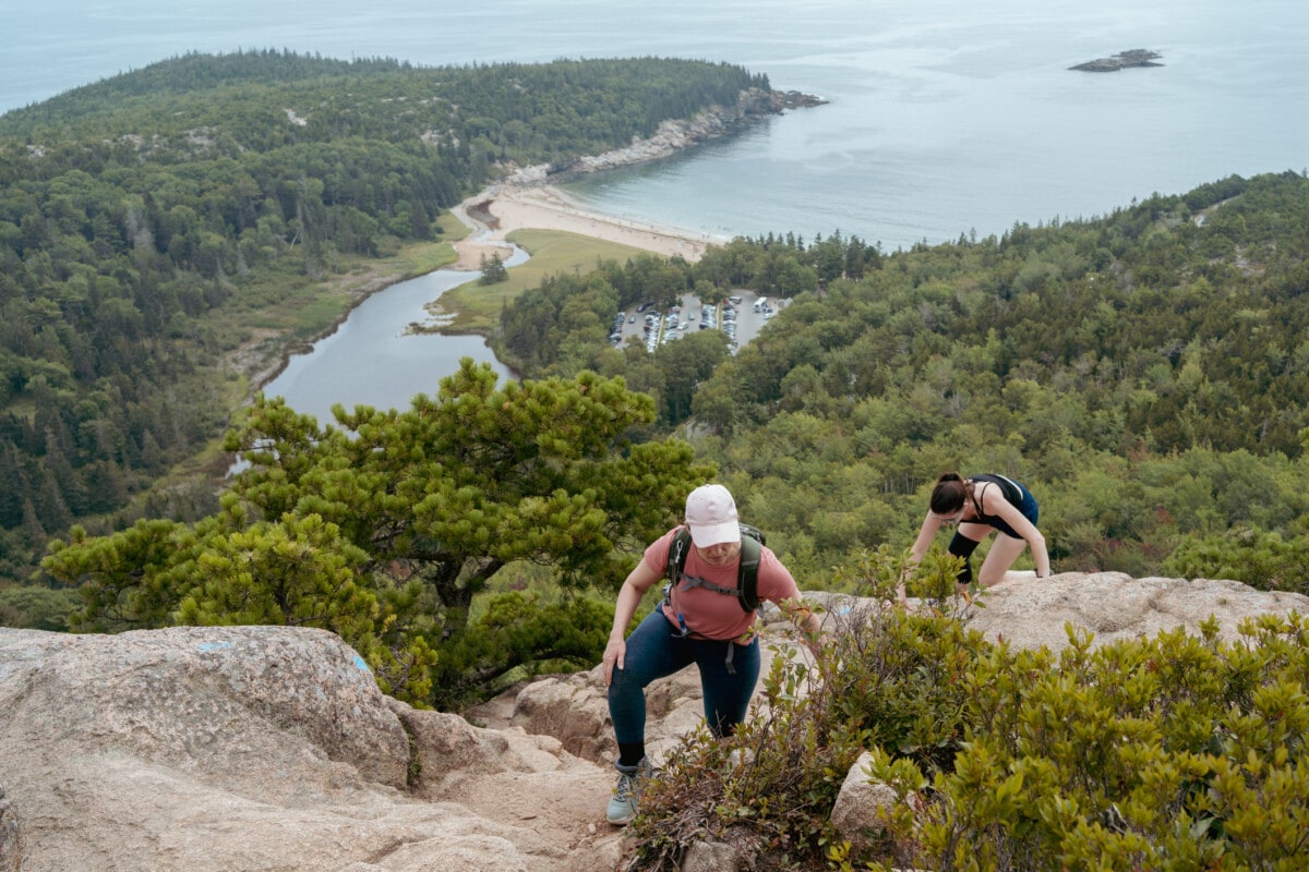 Girls Hiking in the Mountains of Acadia National Park