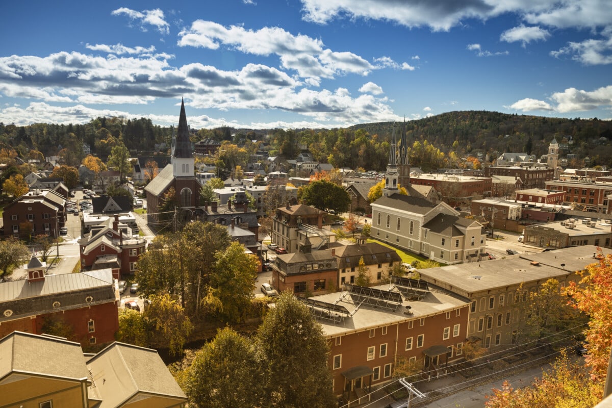 Downtown Montpelier, Vermont Skyline in Autumn