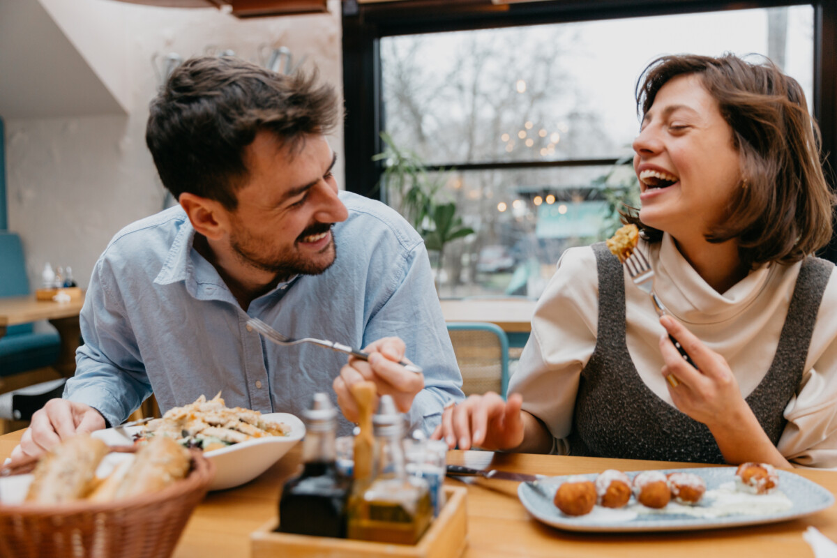 Couple enjoying food