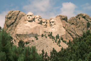 Mount Rushmore on a beautiful summer day.