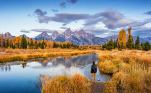 Hiker in Grand Teton National Park USA