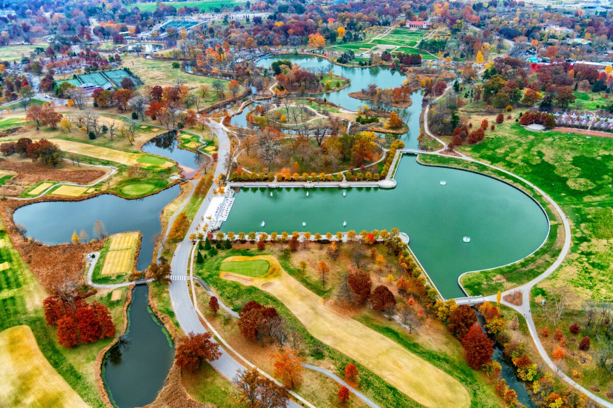 Aerial view of Forest Park, known as the 