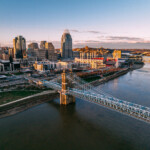 Downtown Cincinnati and the Ohio River at Sunset