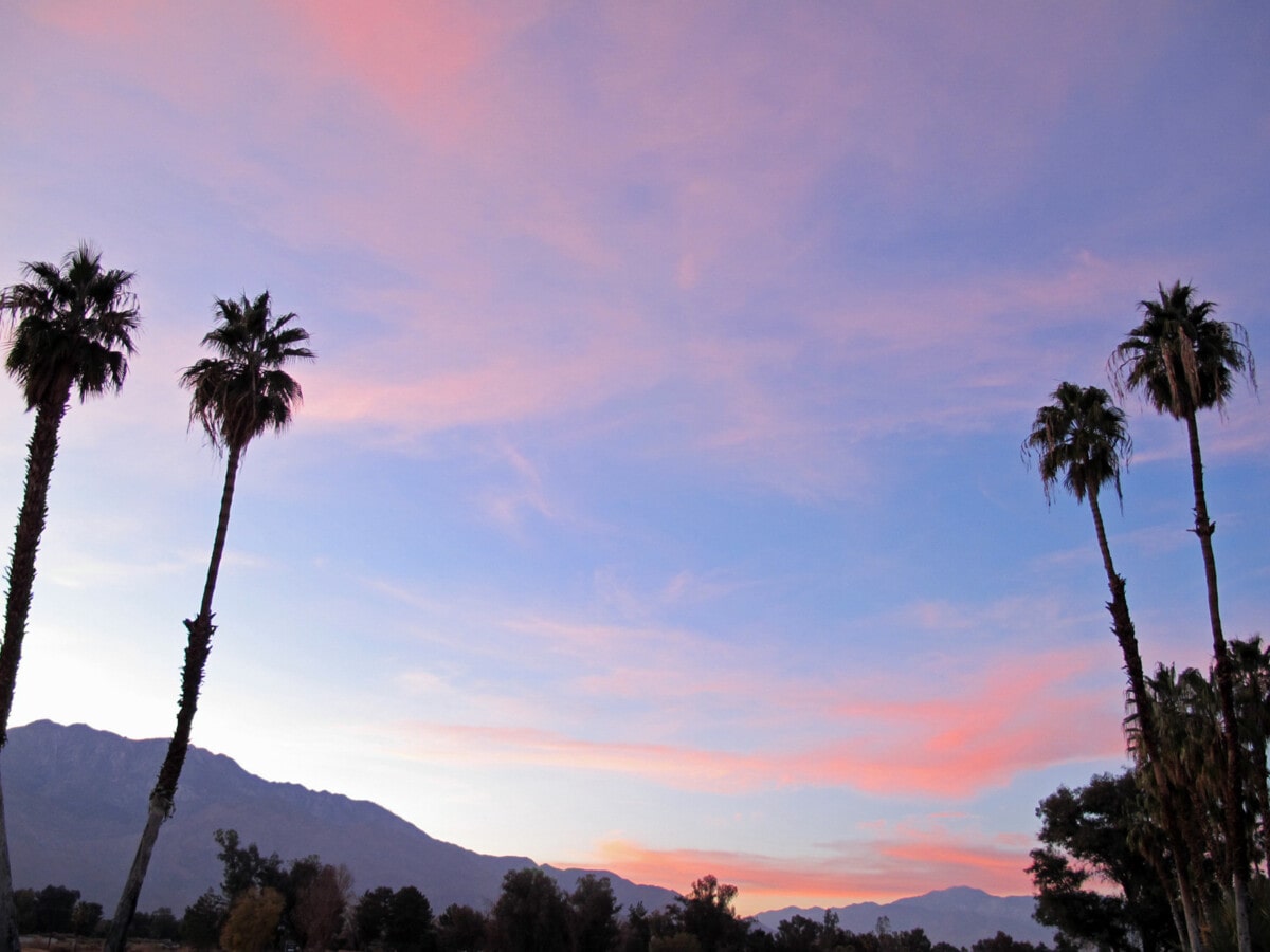Sunset over the San Jacinto Mountain Range near Palm Springs, California - Getty