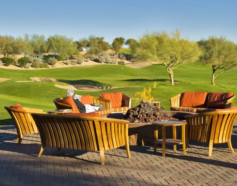 Relaxing by the Fire Pit Overlooking a Golf Course in Scottsdale Arizona