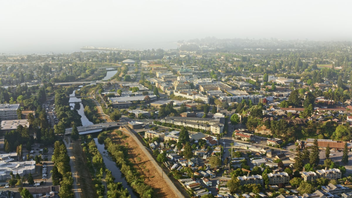 aerial view of homes in Santa Cruz _Getty