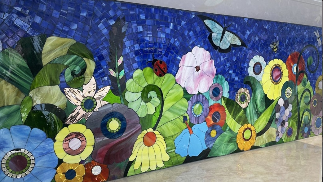 A custom tile mural