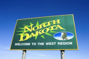 welcome to north dakota sign getty