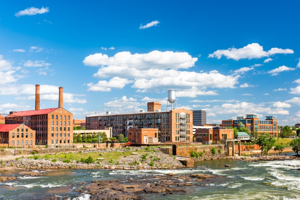 Sunny day on the river in Columbus, Georgia