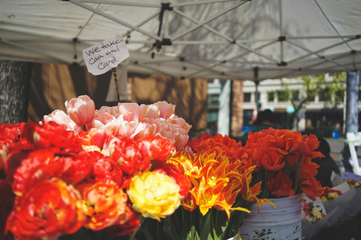 fresh flowers at farmers market