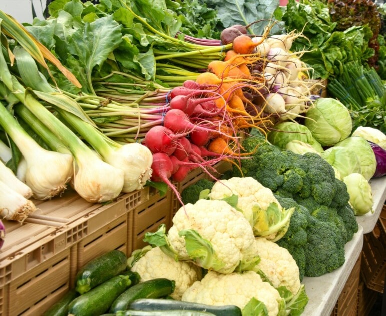 Fresh veggies at a farmers market