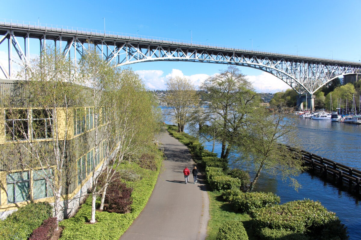 Burk Gilman Trail along the water in Seattle's Fremont Neighborhood