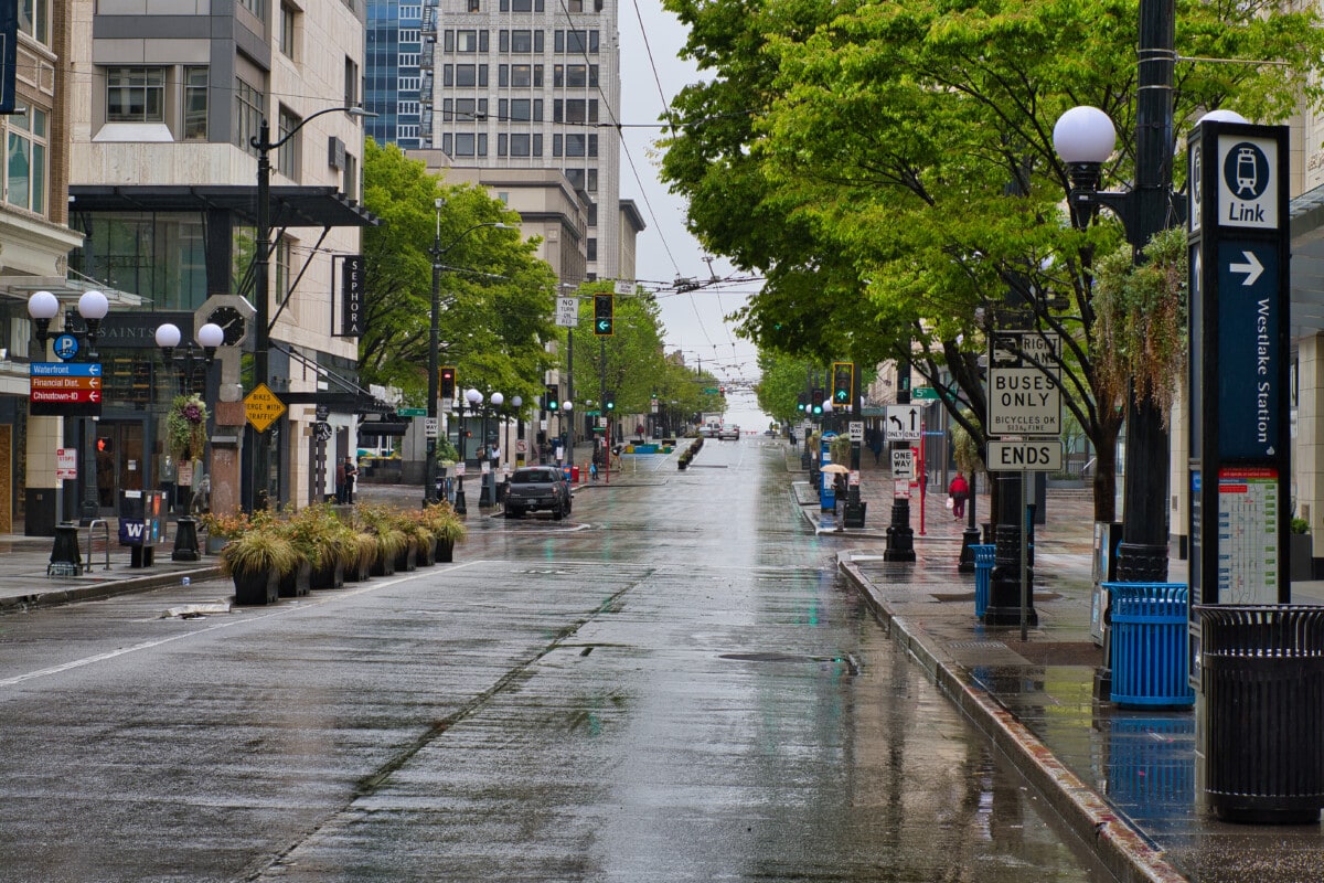 Shutterstock: Street in Downtown Seattle