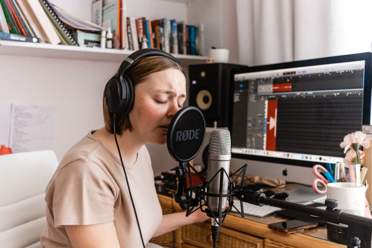 A girl talking into a mic