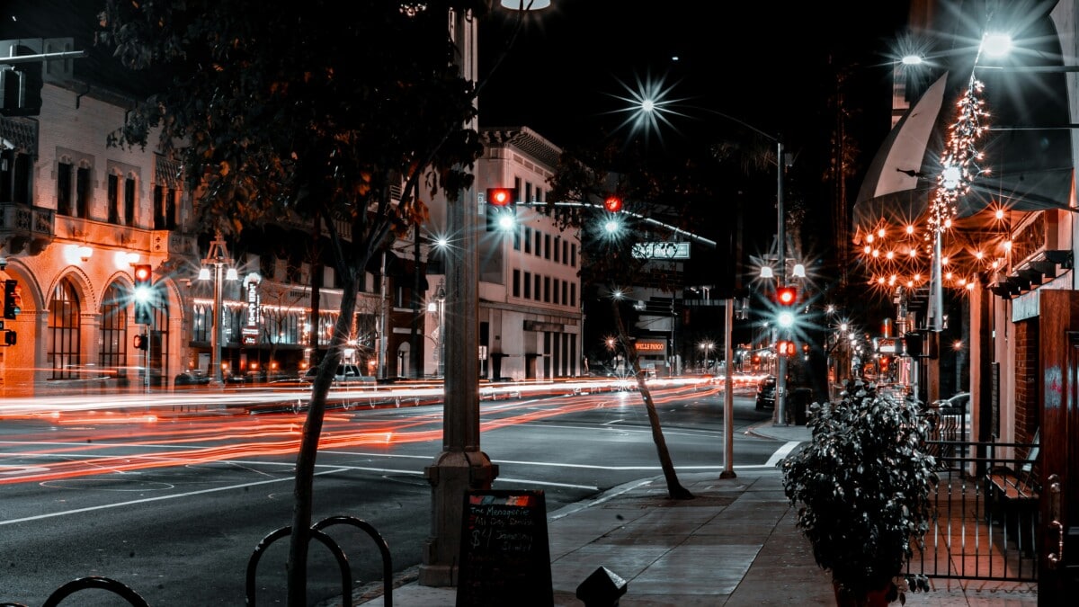 downtown riverside ca at night