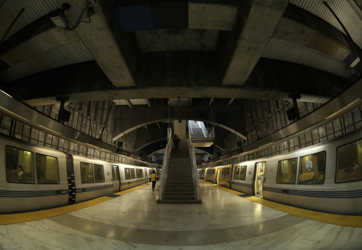 Glen park BART Station at night in San Francsico
