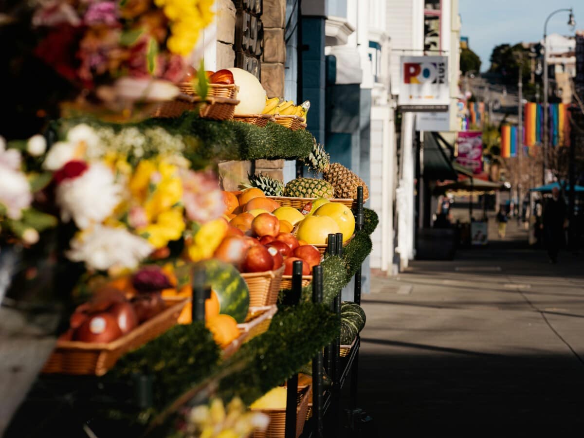 fresh fruit stand in the castro neighborhood