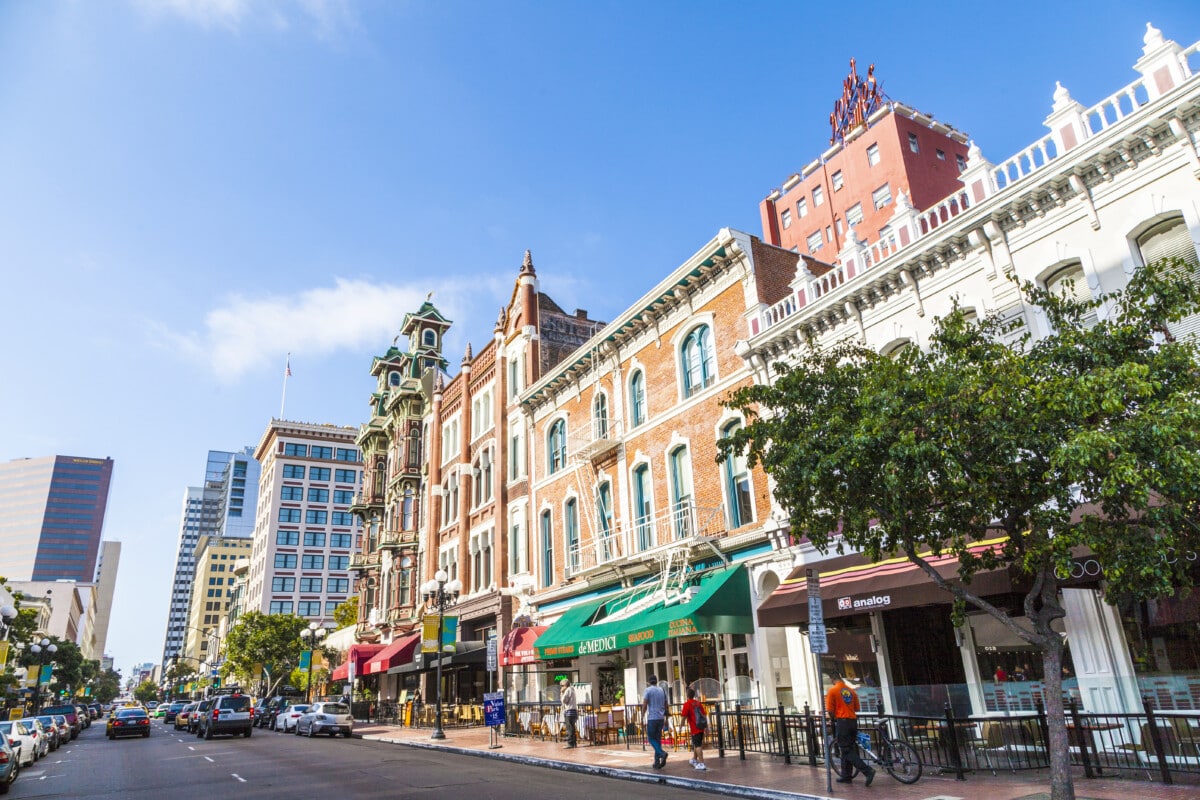 view of street in the gaslamp quarter of san diego, ca