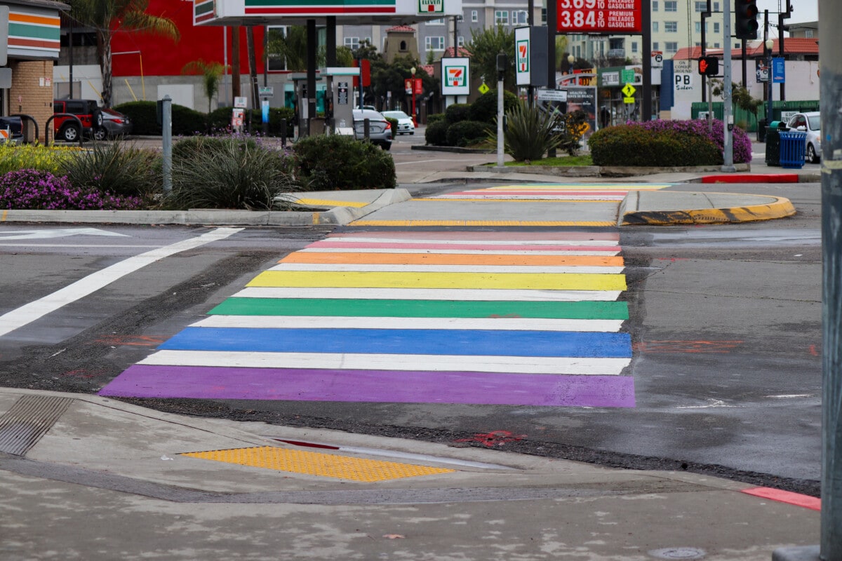 rainbow sidewalk in hillcrest, san diego, ca