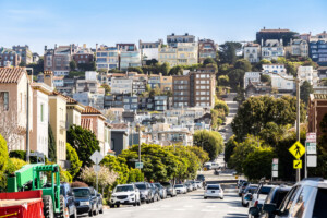 View of hillside san francsico from cow hollow neighborhood