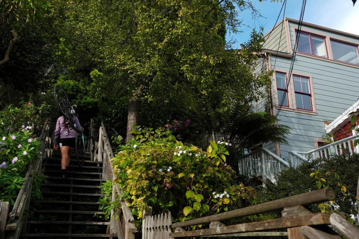 The Filbert Steps in Telegraph Hill leading up to Coit Tower