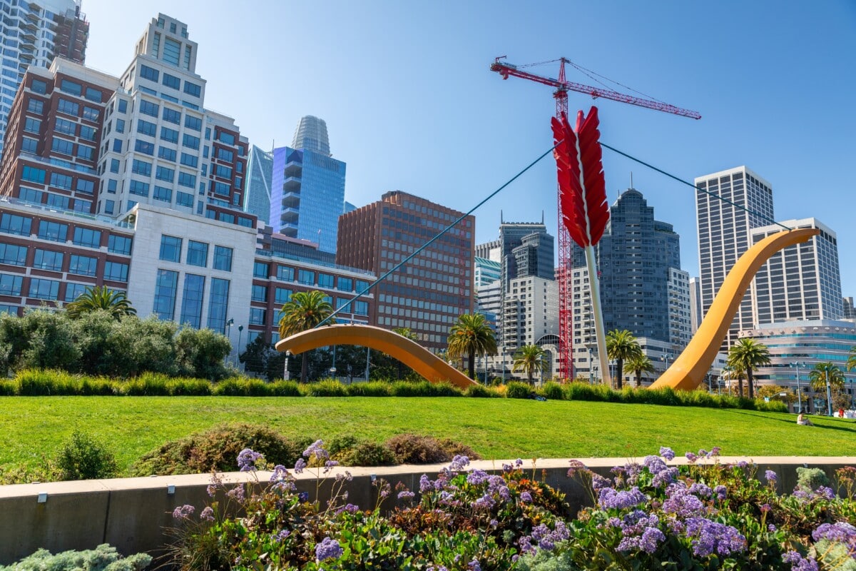 view of downtown san francisco from rincon park