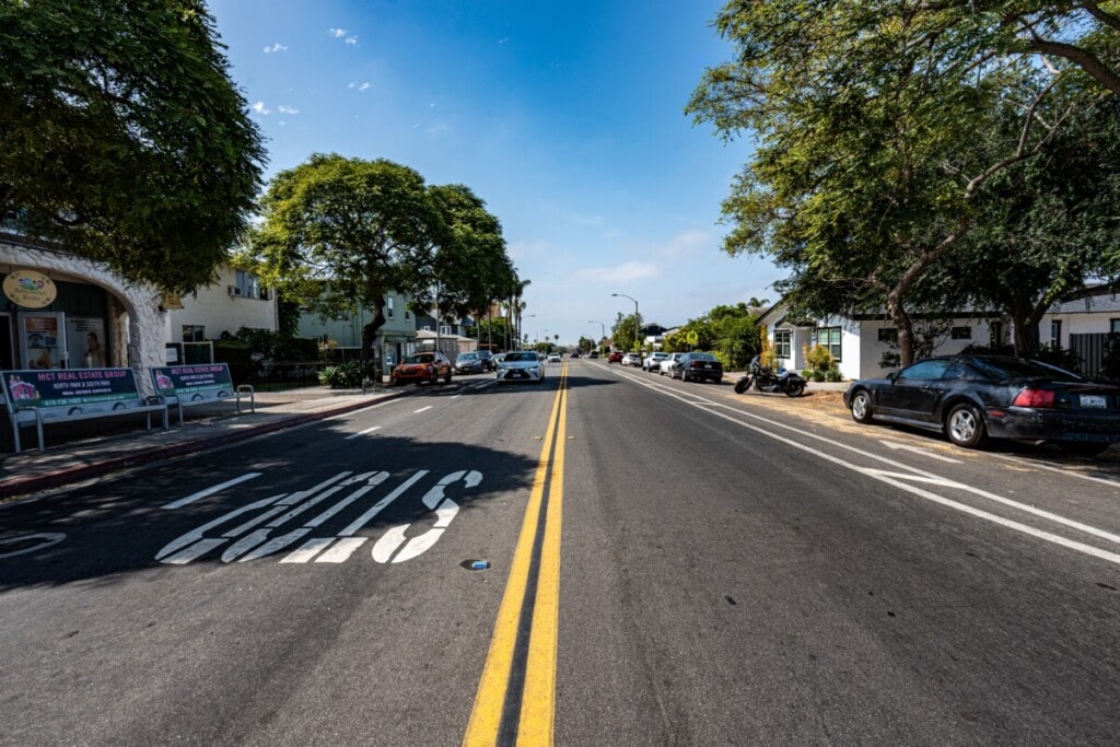 tree-lined residential street of south park neighborhood san diego