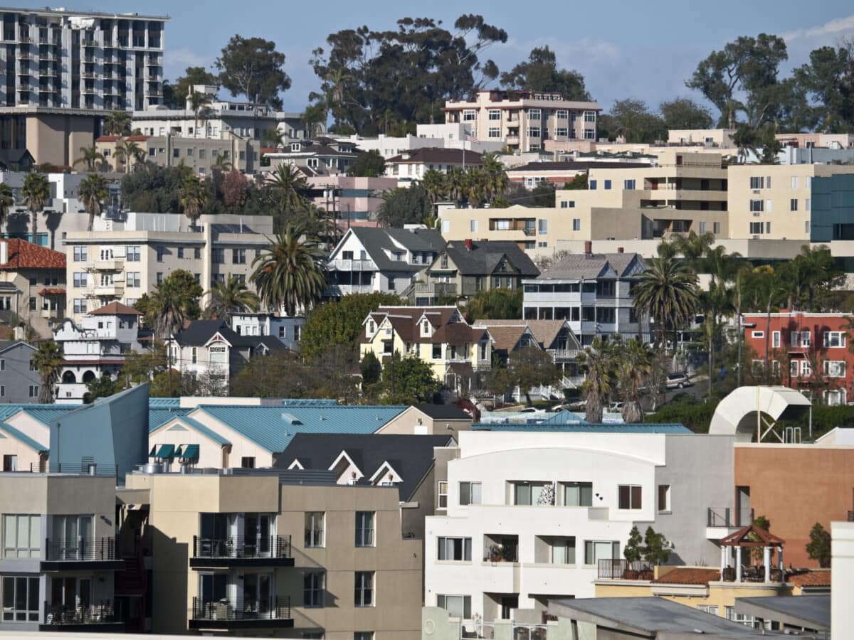 View of homes in Bankers Hill, San Diego, CA