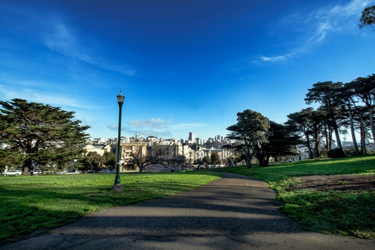 Empty Alamo Square Park in San Francisco