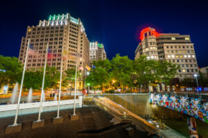 Modern,Buildings,And,Metro,Station,At,Night,,In,Downtown,Bethesda,