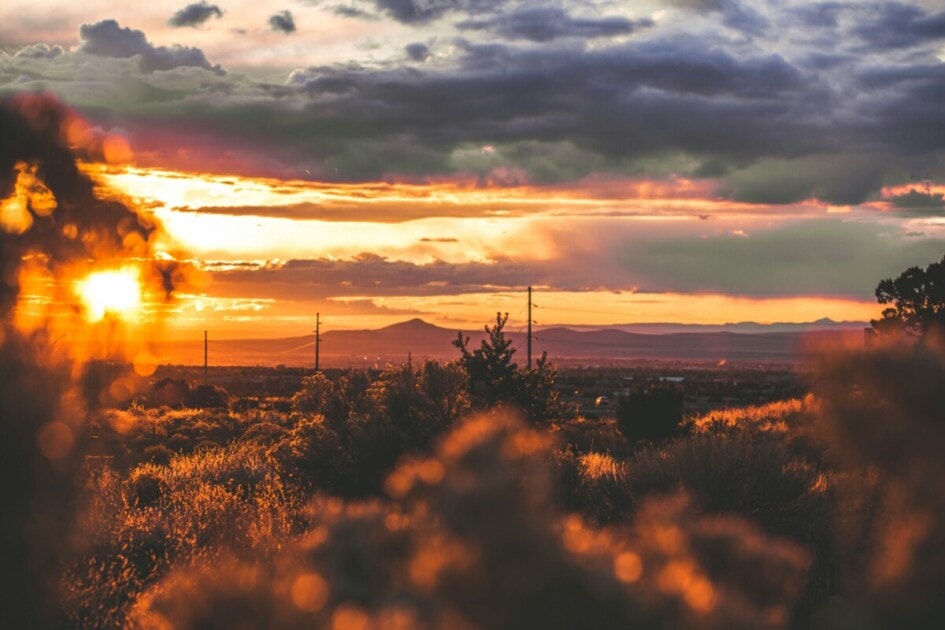 A photo of the Santa Fe sunset. A gorgeous view and a must for anyone's Santa Fe bucket list