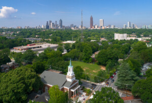 virginia highlands neighborhood park and view of skyline