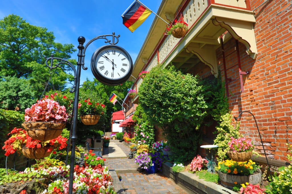 The gardens in the German Village neighborhood of Columbus