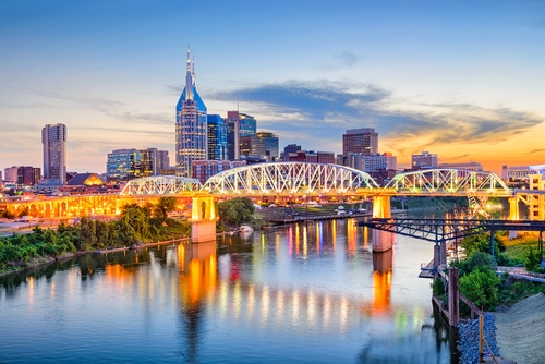 Nashville,,Tennessee,,Usa,Downtown,Skyline,On,The,Cumberland,River.
