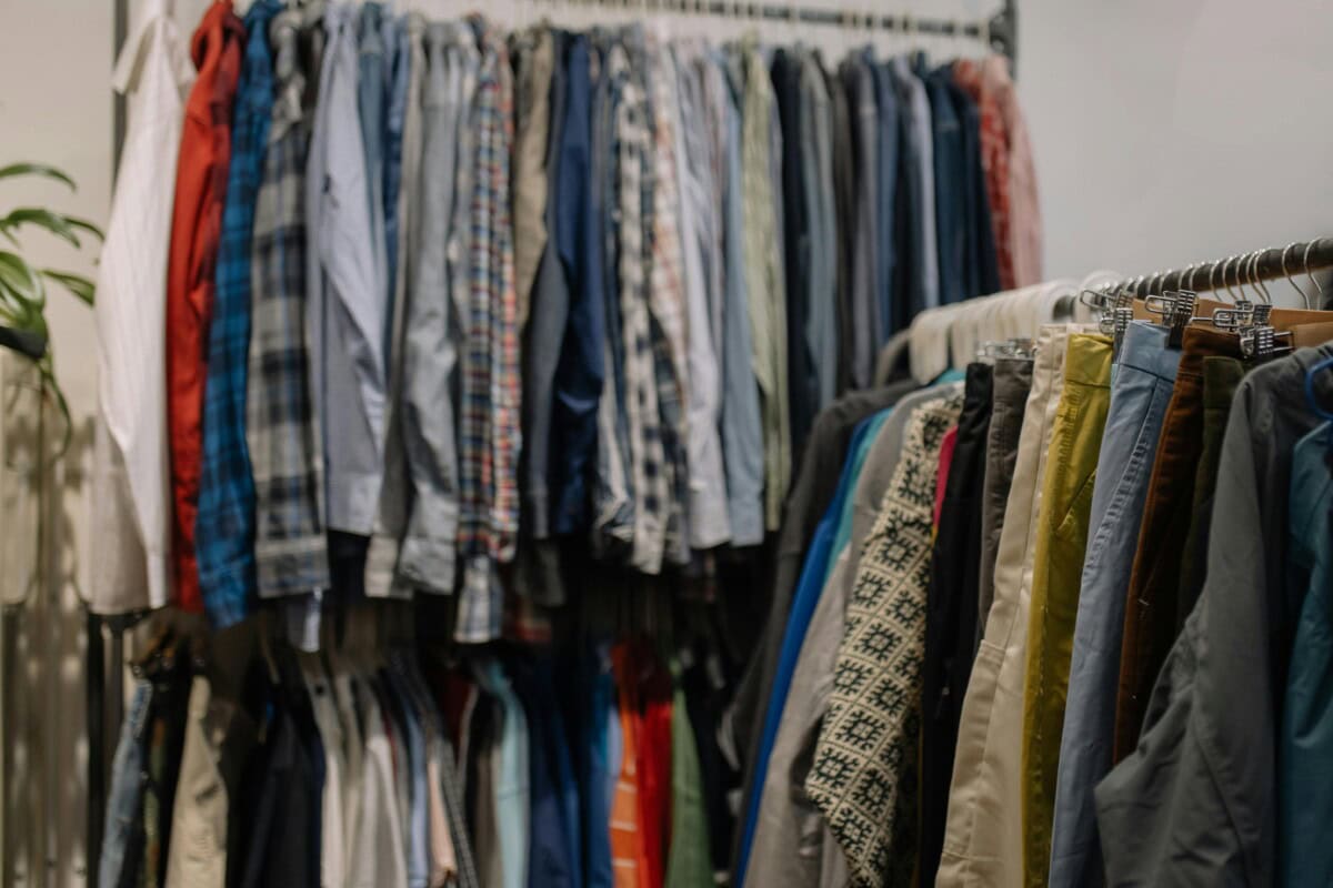 thrifted clothes on hanger