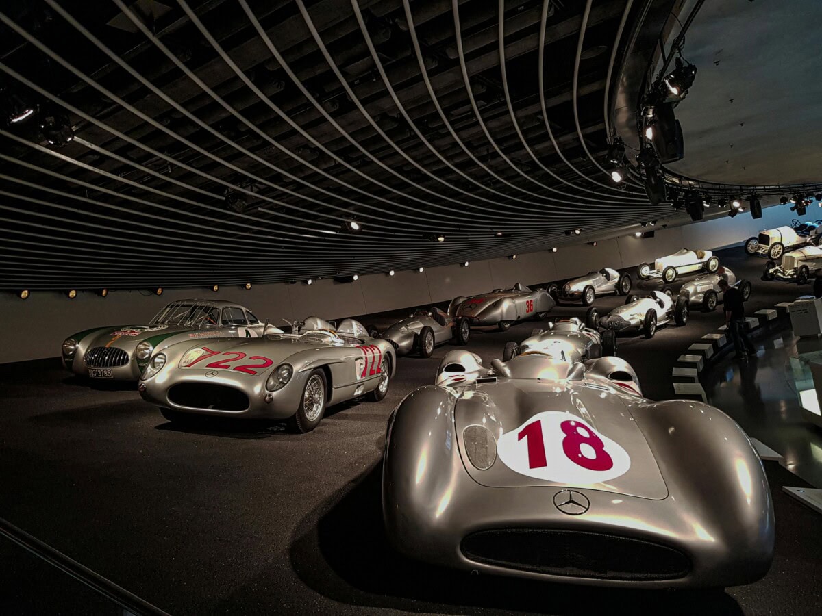 cars on display in a museum
