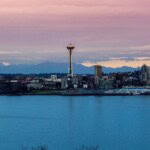 Seattle, WA, panoramic view at sunset