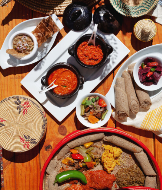 A dispersed  of Ethiopian nutrient  from Ebony SLO, a edifice  connected  the San Luis Obispo bucket list