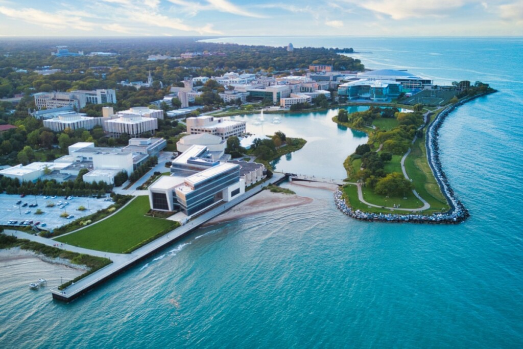 Birds-eye view of Northwestern University Campus