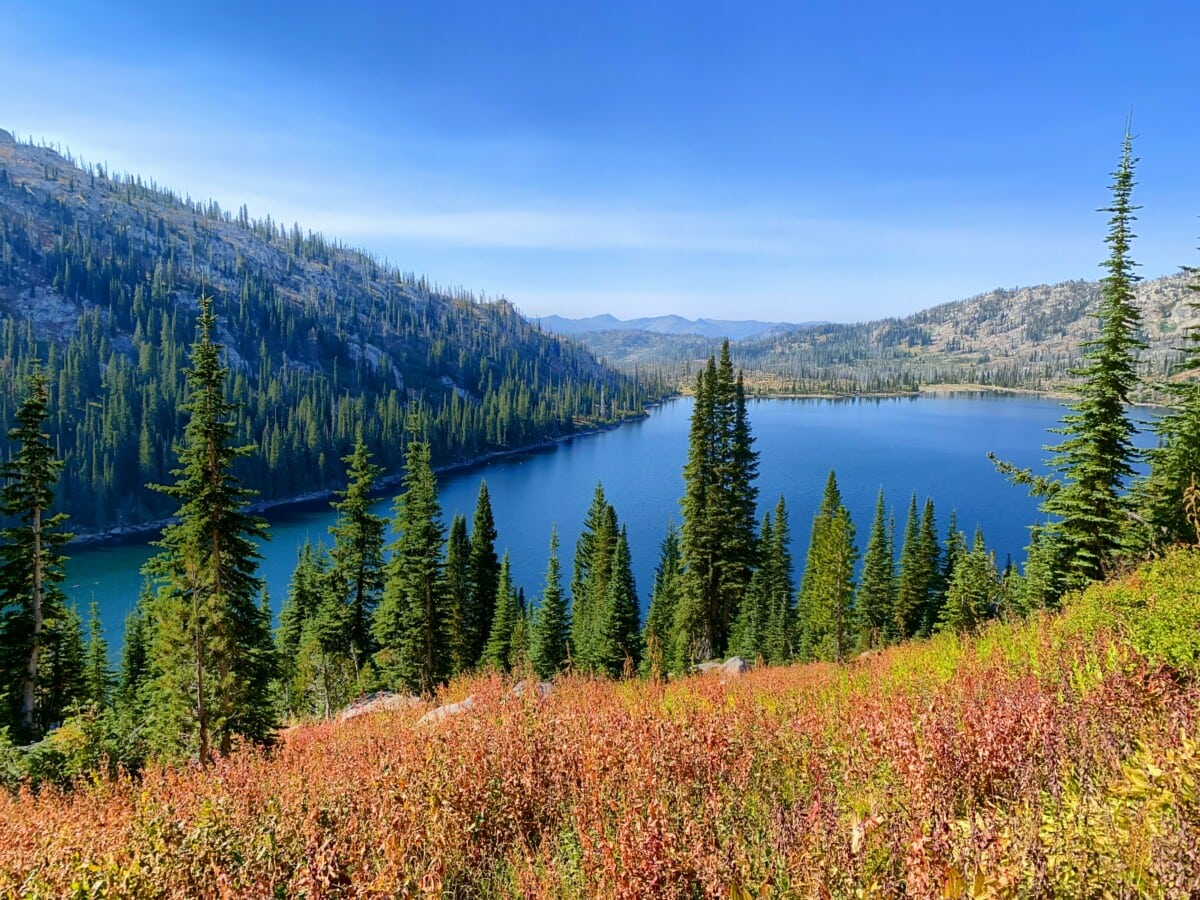 payette lake in idaho with trees and blue water
