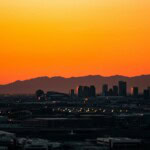 aerial view of phoenix, az at sunset