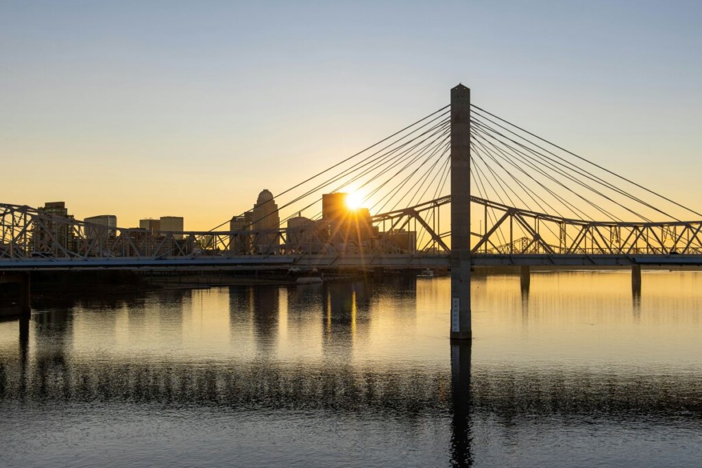 louisville skyline at sunset