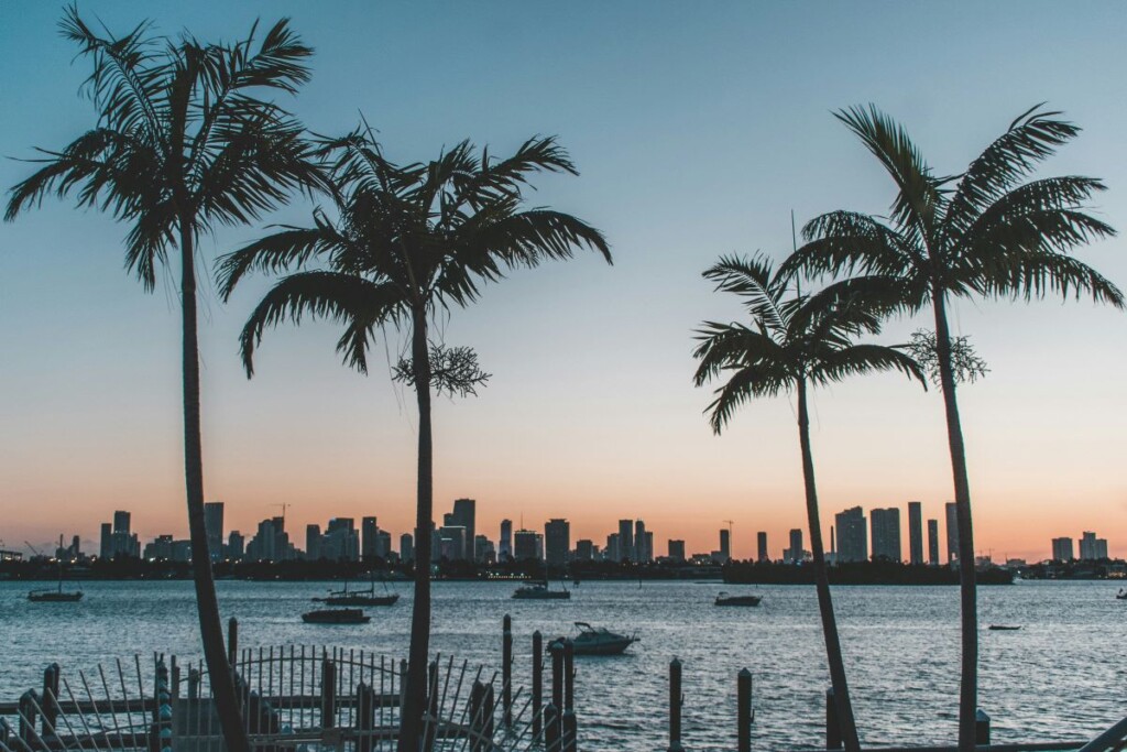 miami skyline at sunset