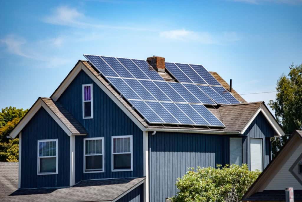 A home with solar panels on the roof