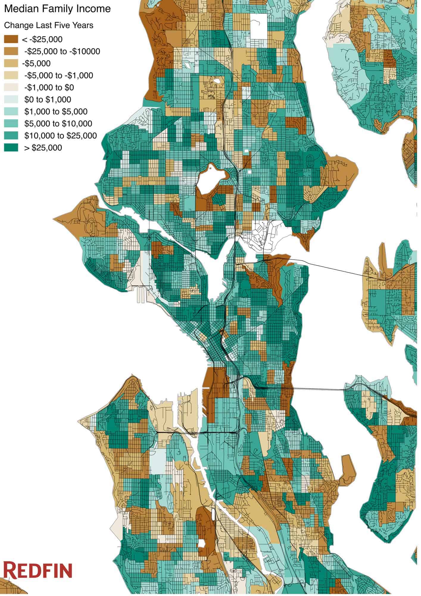 Seattle Median Income Change Map