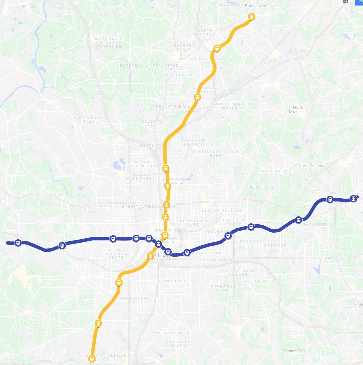 Rail Transit Map: Atlanta 1980