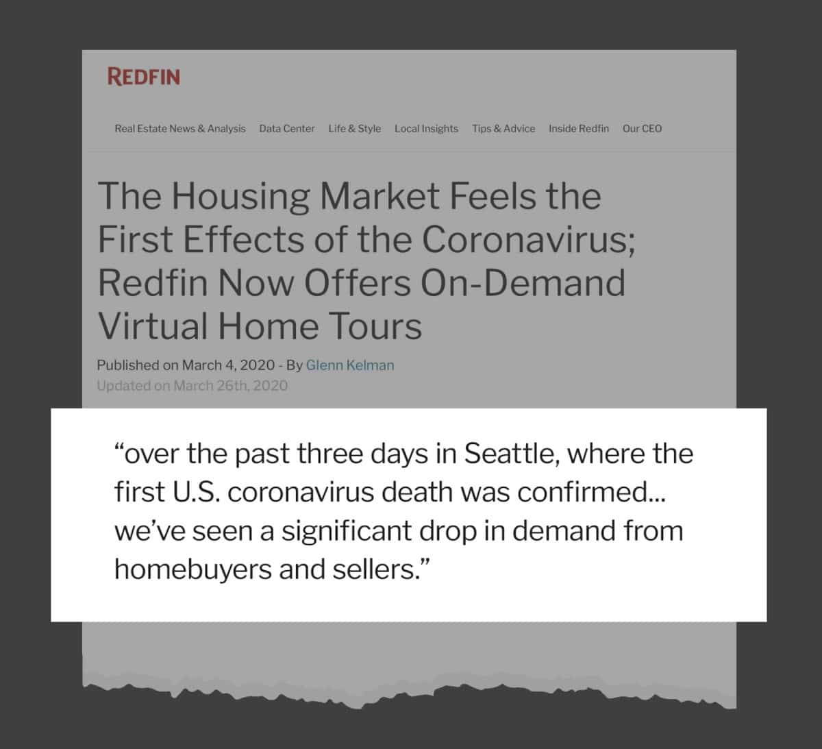 Early on Wednesday, March 4, we published a report citing a significant drop in demand from homebuyers and sellers.