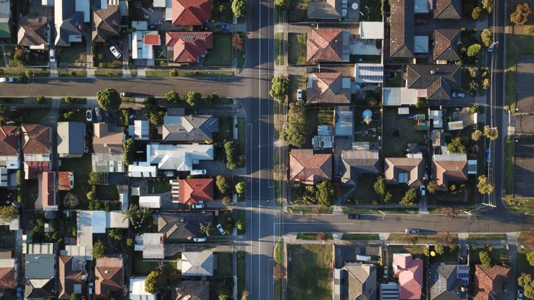 Aerial photo of neighborhood