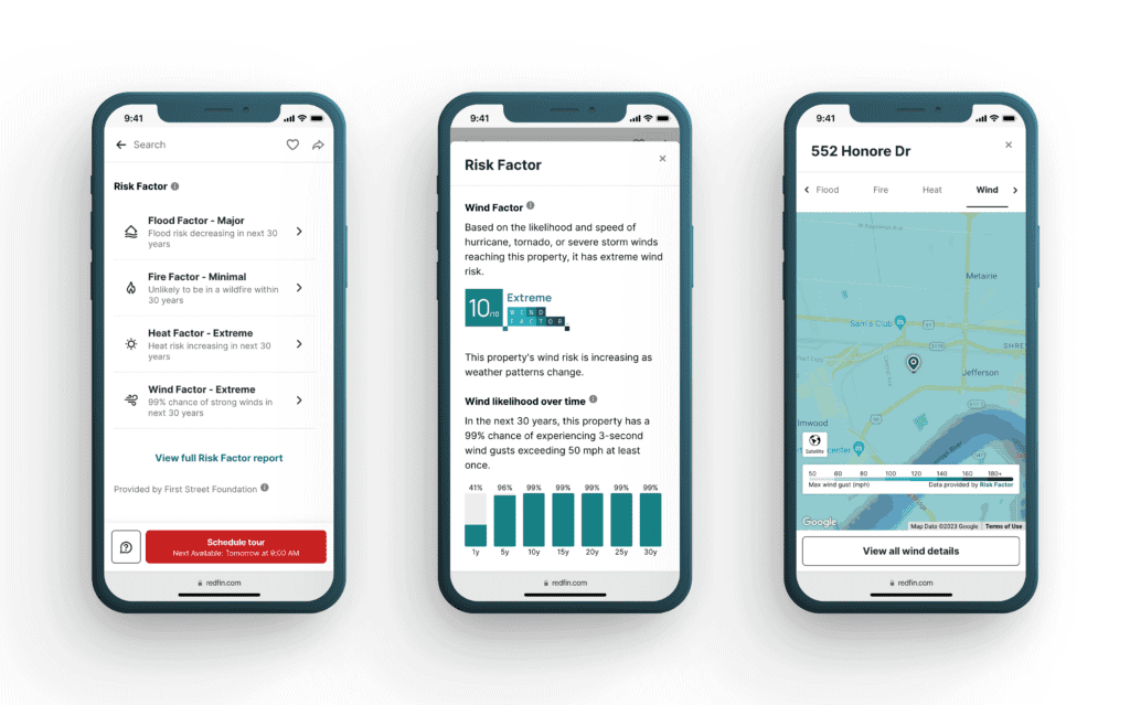 Redfin now displays First Street Foundation's Wind Factor data for all U.S. for-sale homes.